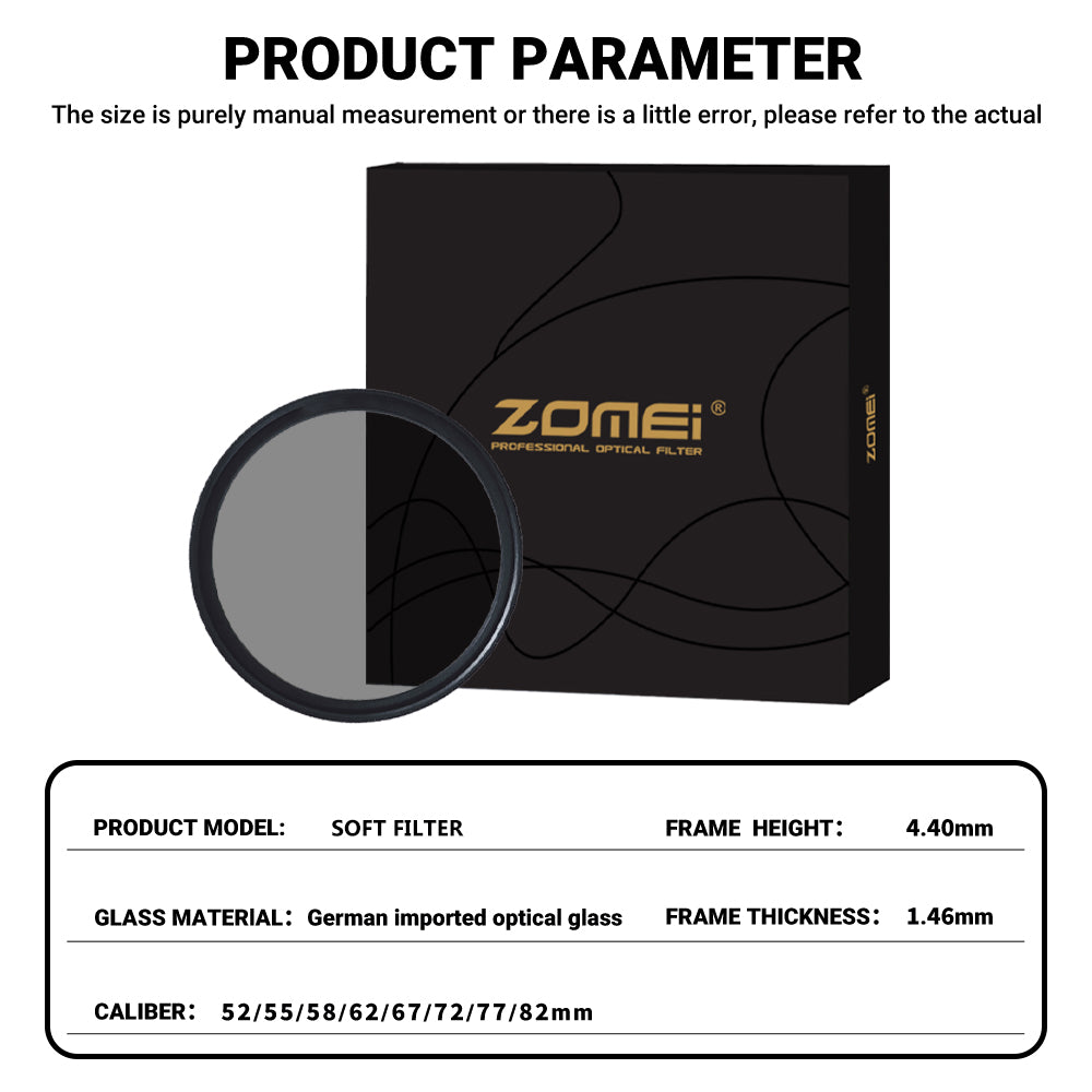 ZOMEI soft focus filter for Nikon, Sony, Olympus, Pentax