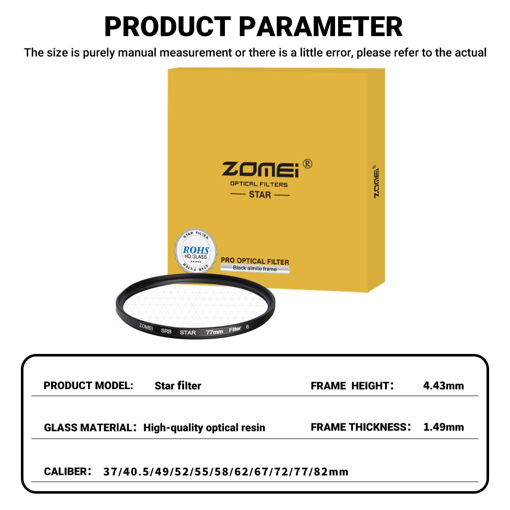 ZOMEI Star Filter for Camera-line 6